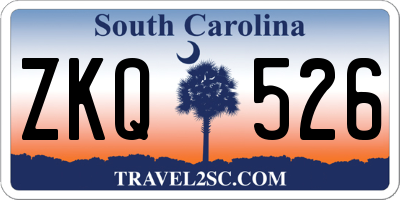 SC license plate ZKQ526
