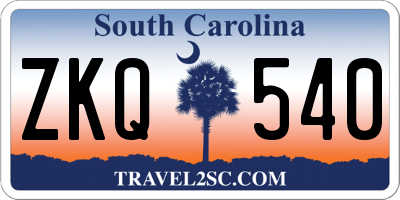 SC license plate ZKQ540