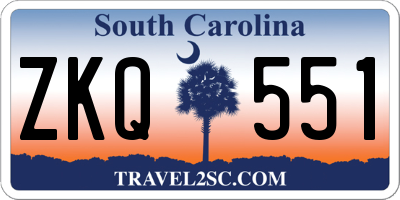 SC license plate ZKQ551