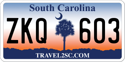 SC license plate ZKQ603