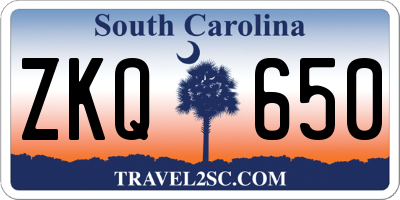 SC license plate ZKQ650