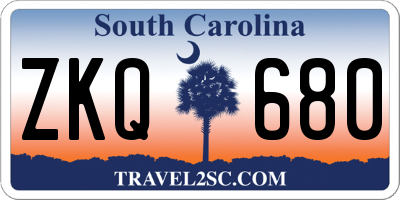SC license plate ZKQ680