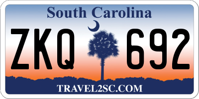 SC license plate ZKQ692