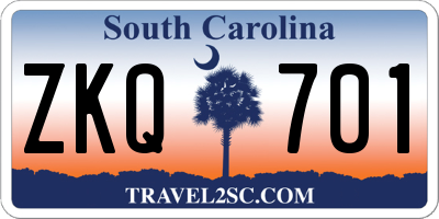SC license plate ZKQ701