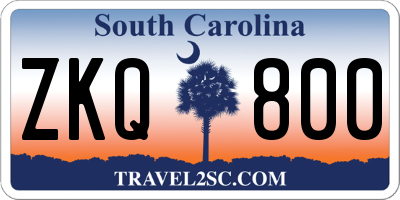 SC license plate ZKQ800