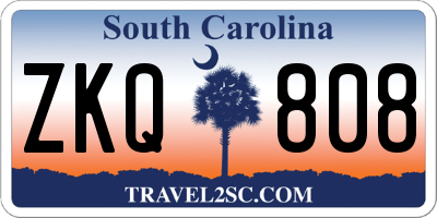 SC license plate ZKQ808