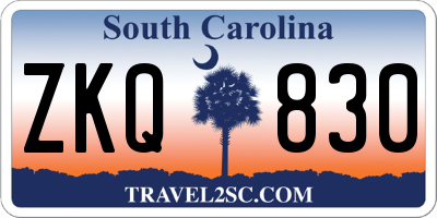 SC license plate ZKQ830