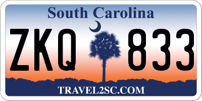 SC license plate ZKQ833