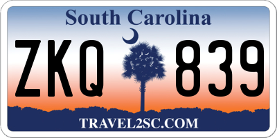 SC license plate ZKQ839