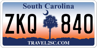 SC license plate ZKQ840