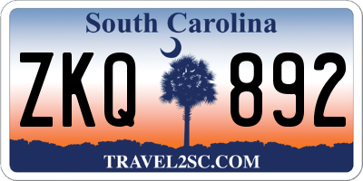 SC license plate ZKQ892