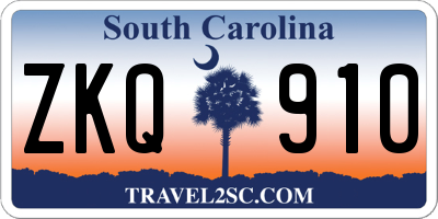 SC license plate ZKQ910