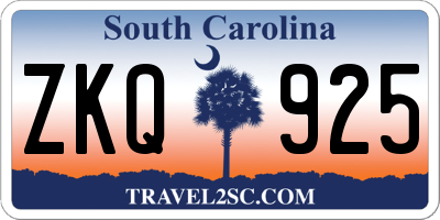 SC license plate ZKQ925