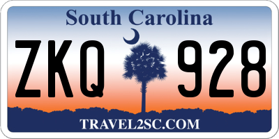 SC license plate ZKQ928