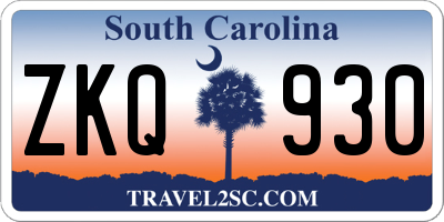 SC license plate ZKQ930