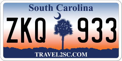 SC license plate ZKQ933