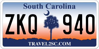 SC license plate ZKQ940