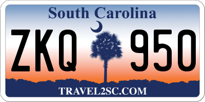 SC license plate ZKQ950