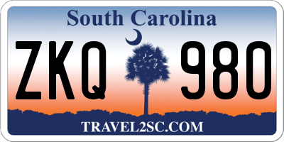 SC license plate ZKQ980