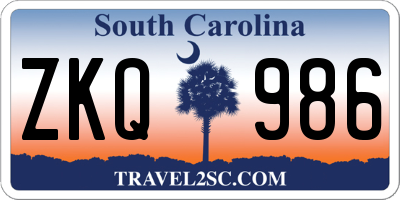 SC license plate ZKQ986