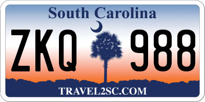 SC license plate ZKQ988
