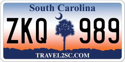 SC license plate ZKQ989