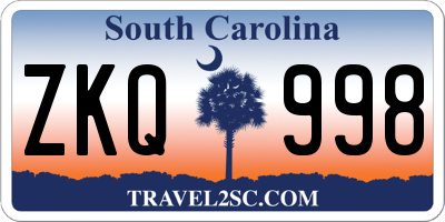 SC license plate ZKQ998