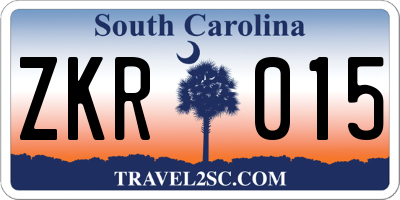 SC license plate ZKR015