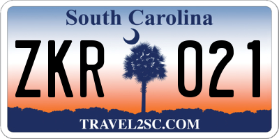 SC license plate ZKR021