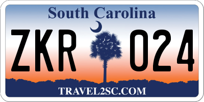 SC license plate ZKR024