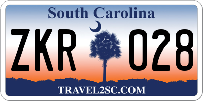 SC license plate ZKR028