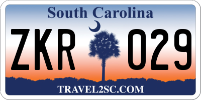 SC license plate ZKR029