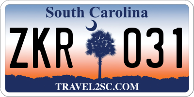 SC license plate ZKR031