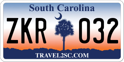 SC license plate ZKR032