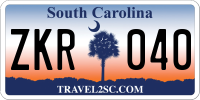 SC license plate ZKR040