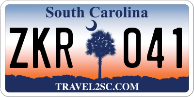 SC license plate ZKR041