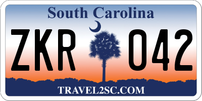 SC license plate ZKR042