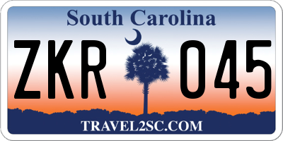 SC license plate ZKR045