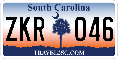 SC license plate ZKR046