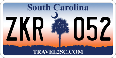 SC license plate ZKR052