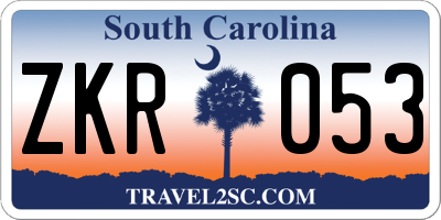 SC license plate ZKR053