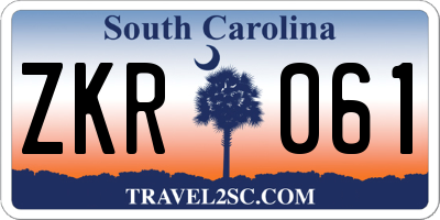 SC license plate ZKR061