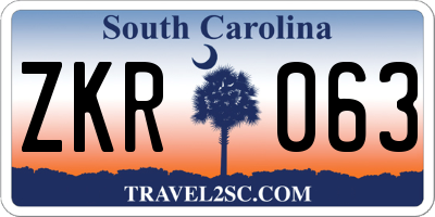 SC license plate ZKR063