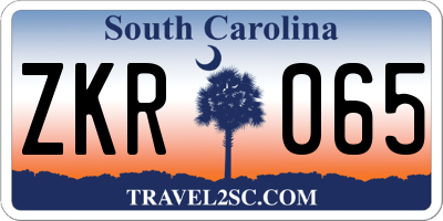 SC license plate ZKR065