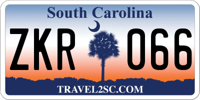 SC license plate ZKR066