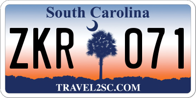 SC license plate ZKR071