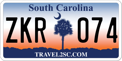 SC license plate ZKR074