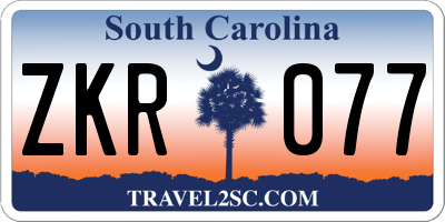 SC license plate ZKR077