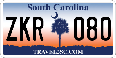 SC license plate ZKR080