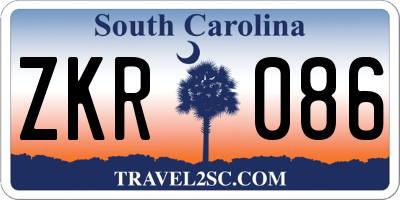 SC license plate ZKR086